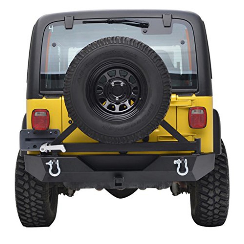 Paramount Automotive 87-06 Jeep Wrangler YJ/TJ Heavy Duty Rock Crawler Rear Bumper Black w/ Tire Carrier