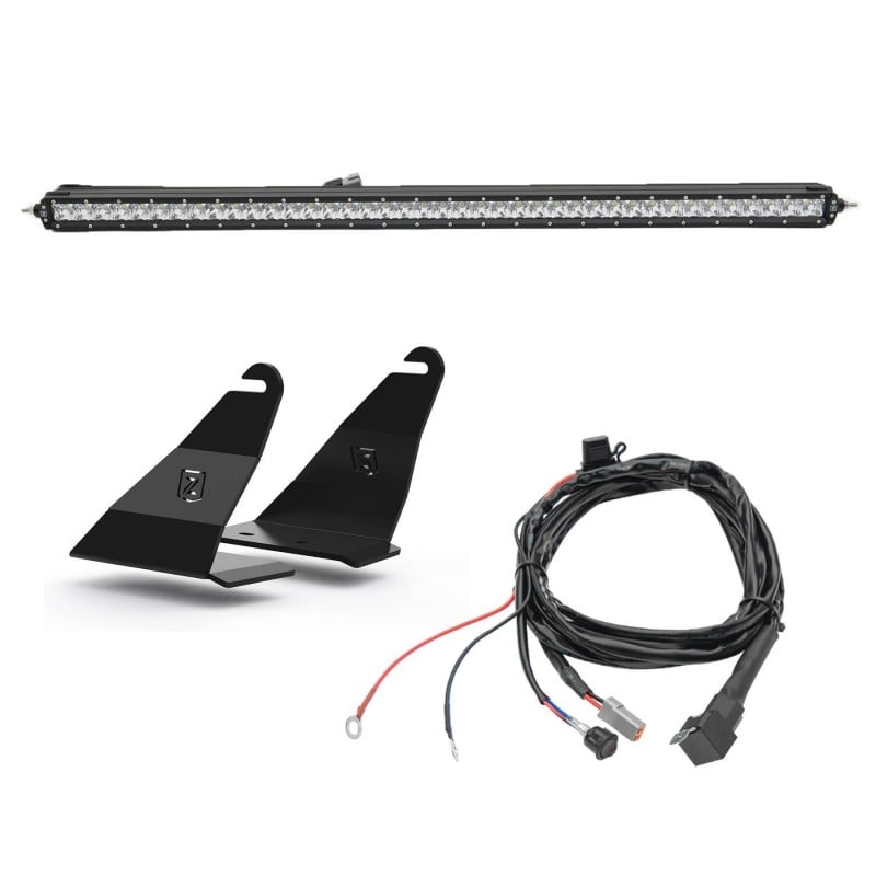 ZROADZ Front Roof LED Kit with (1) 40" LED Straight Single Row Slim Light Bar and Universal Wiring Harness for 2021+ Ford Bronco - Black, Mild Steel