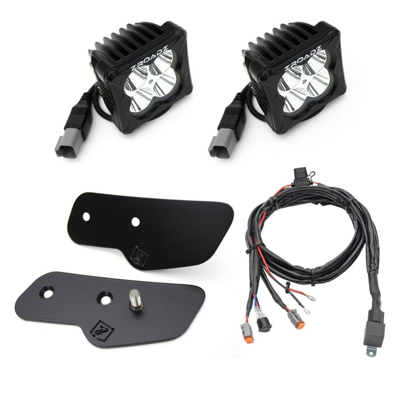 ZROADZ A Pillar LED Kit with (2) 3" White LED Pod Lights and Universal Wiring Harness for 2021+ Ford Bronco - Black, Mild Steel