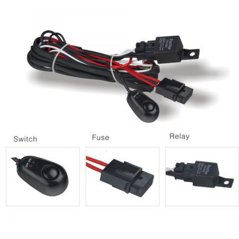 DV8 Off-Road Lighting Wiring Harness with Relay and Switch