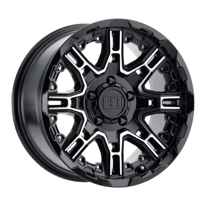 Level 8 Slingshot Wheel 20"x10", Bolt Pattern 5x5", BS 4.59", Offset -23, Bore 78.1 - Gloss Black with Machined Face