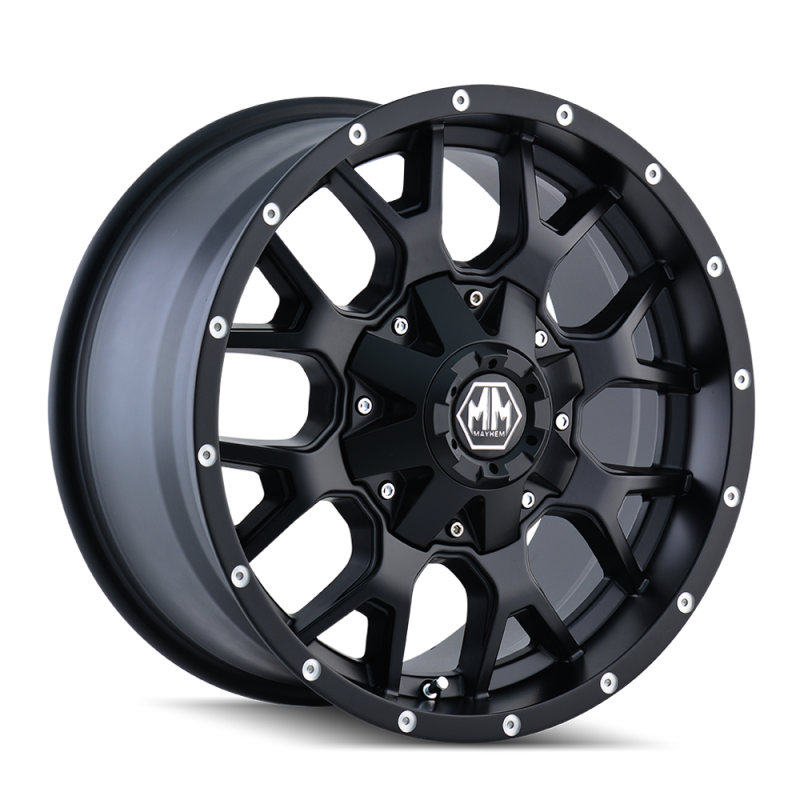 Mayhem Warrior 8015 Wheel, 17"x9", Bolt Pattern 5x5" & 5x5.5", Backspacing 4.53", Offset -12 - Matte Black