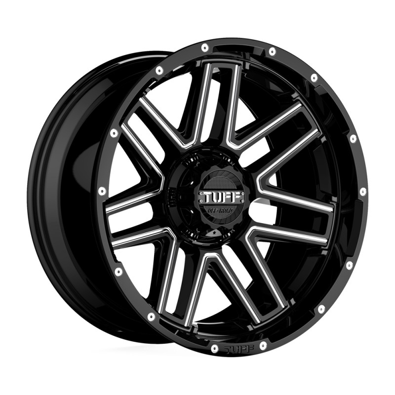 Tuff Wheels T17 Series 24 X11 Bolt Pattern 6x5 5 Bs 5 Offset 25 Gloss Black With Milled Spokes Best Prices Reviews At Morris 4x4