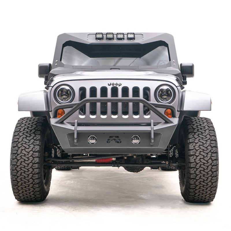 Fab Fours JK Stubby Front Bumper with Pre-Runner Guard - Black