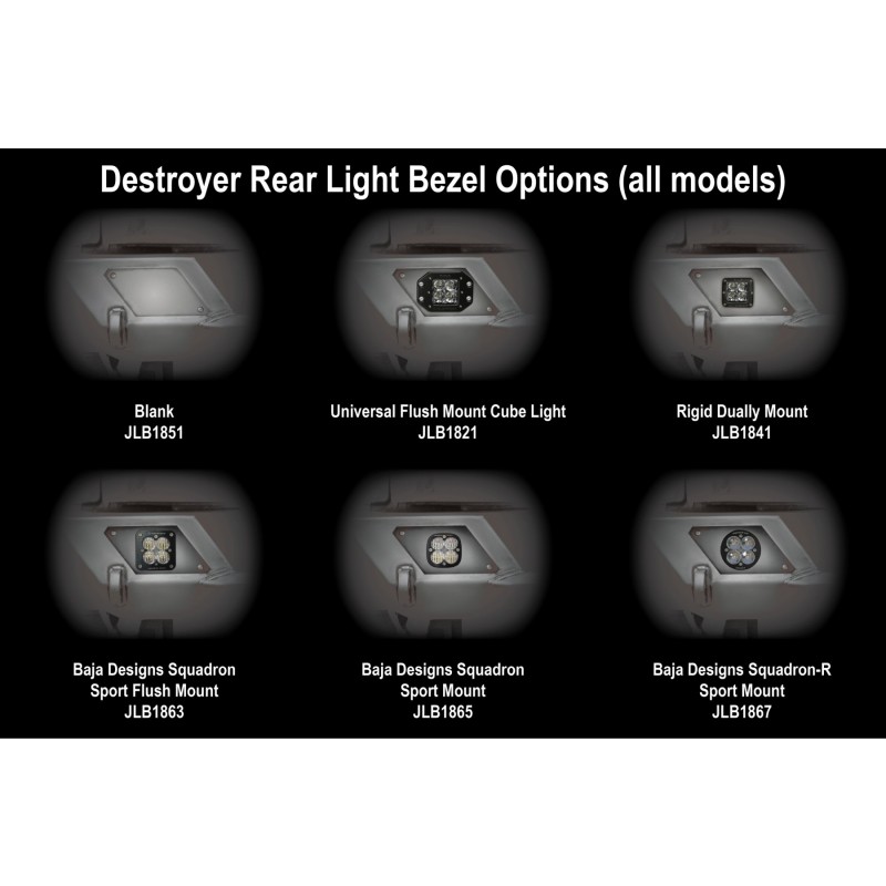 LoD Offroad Destroyer Rear Light Bezel for Baja Designs Squadron Sport Round Lights - Bare Steel