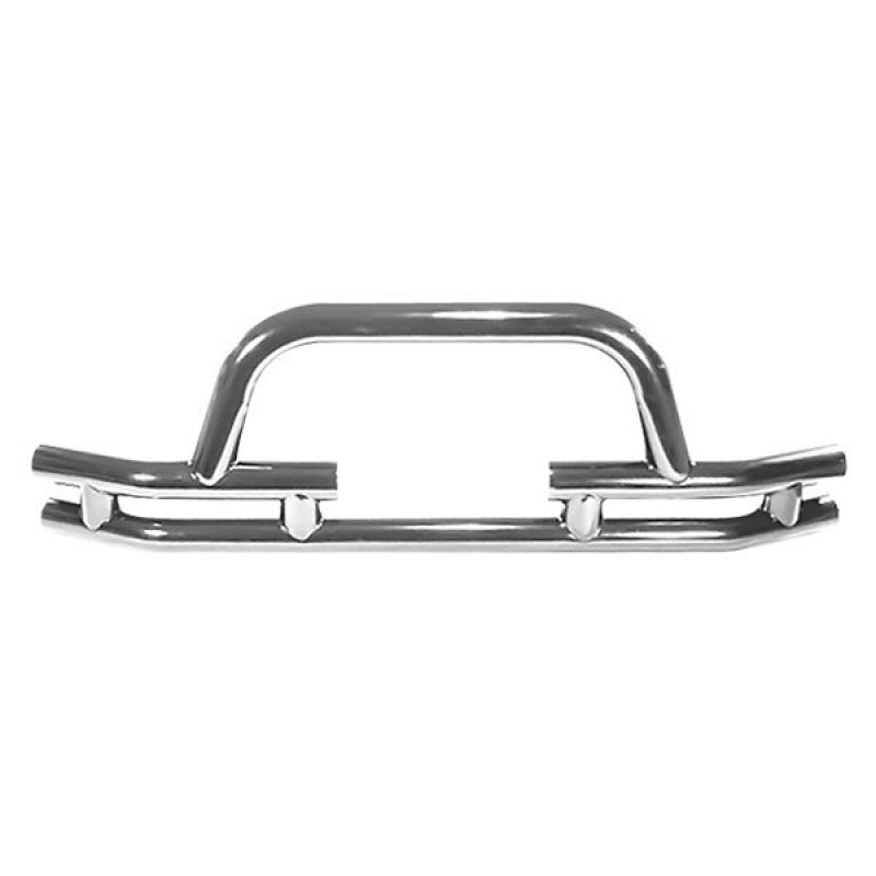 Rugged Ridge Front Double Tubular Bumper with Winch Cutout - Stainless Steel