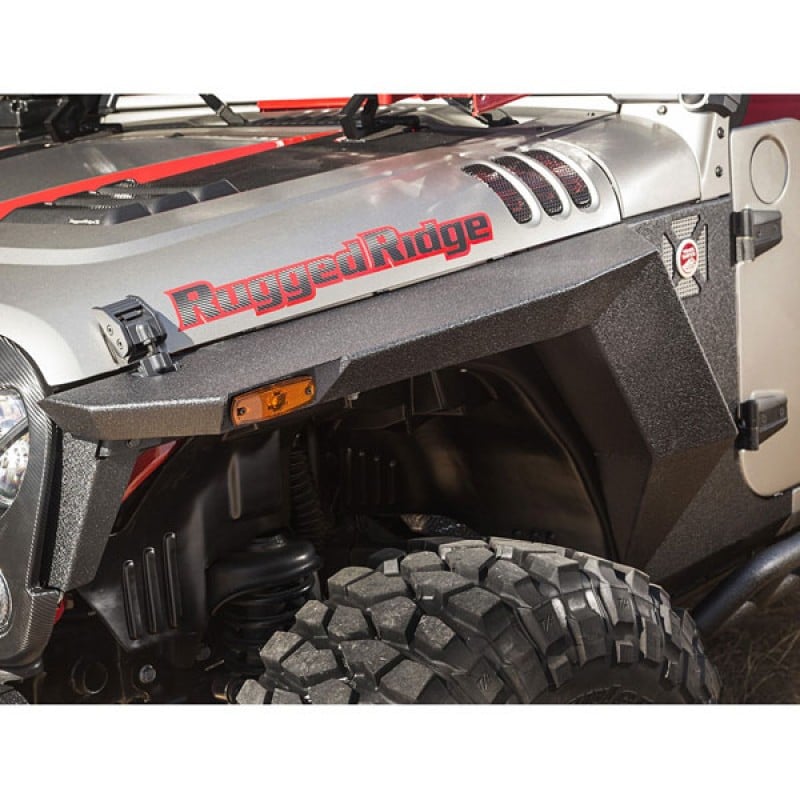 Rugged Ridge XHD Front Armor Fenders, Steel, Textured Black - Pair