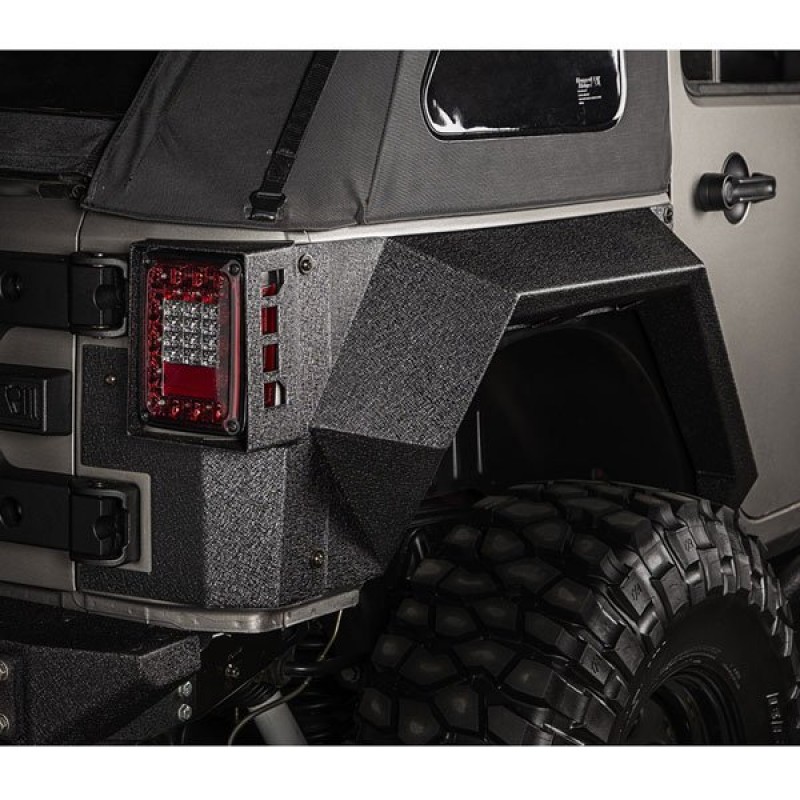Rugged Ridge XHD Rear Armor Fenders, Steel, Textured Black - Pair