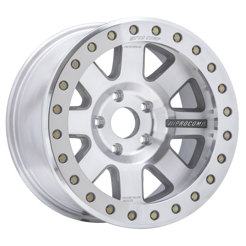 Pro Comp Trilogy Race Series 75 Beadlock Wheel - 17"x9" - Bolt Pattern 5x5" - Backspacing 4.75" - Offset -6mm - Machined