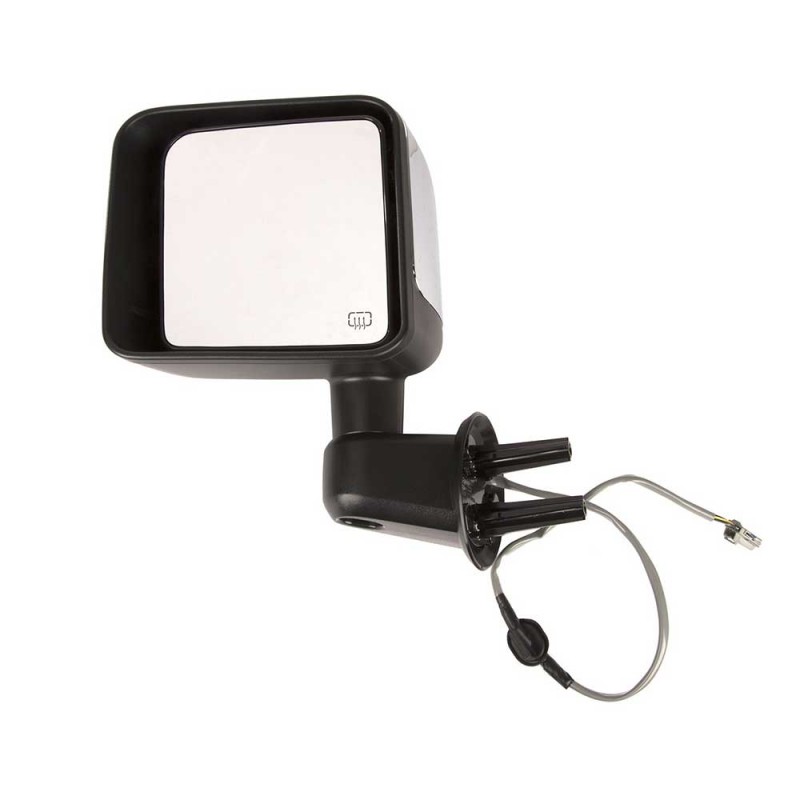 Omix Left Side Power Mirror with Heater, Black and Chrome Cover - Sold Individually