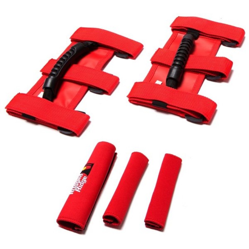 Rugged Ridge Grab Handle / Cover Kit, Neoprene - Red (5-Piece Kit)