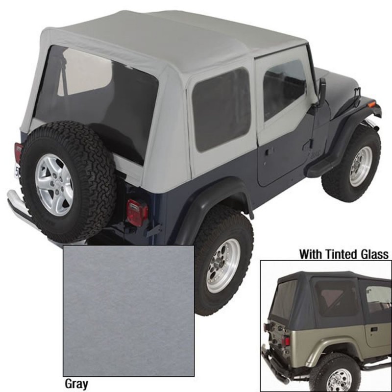 Rugged Ridge Replacement Soft Top with Door Skins and Tinted Windows, Charcoal, 88-95 Jeep YJ