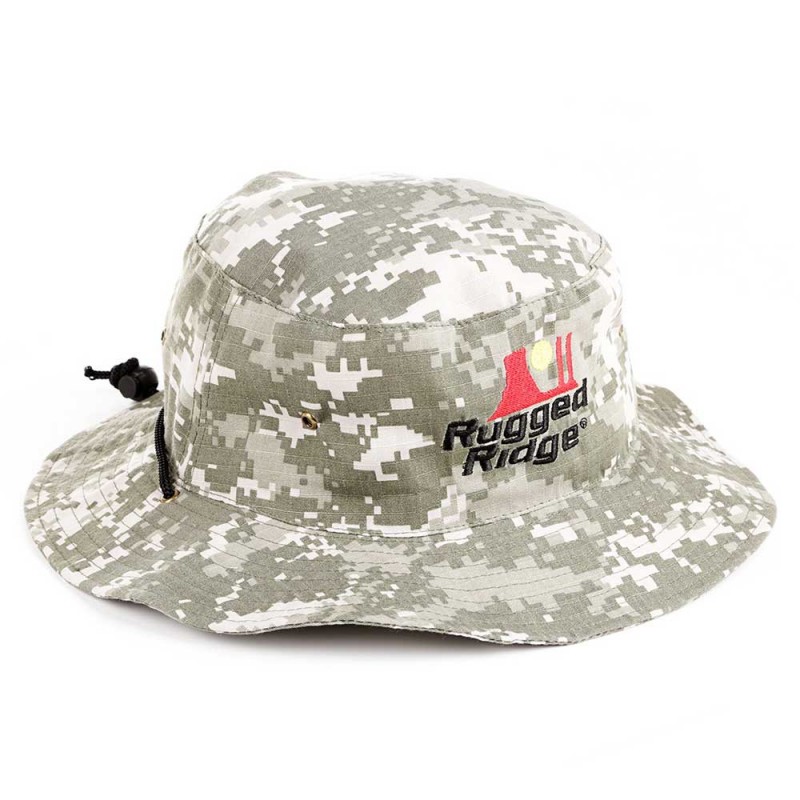 Rugged Ridge Bucket Hat, Green & Tan Camo Print with Logo