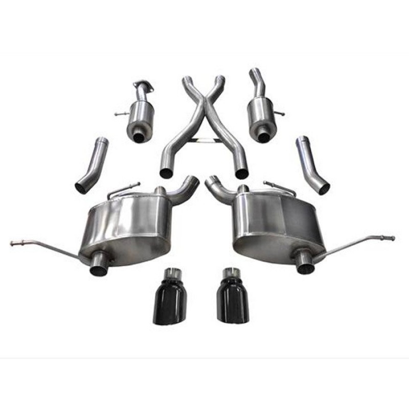 Corsa 2.5" Sport Cat-Back Dual Exhaust System with Single Rear Exit 4.5" Black Pro-Series Tips