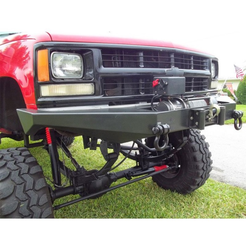 Logan's Metal Heavy Duty Front Winch Bumper with D-Ring Mounts - Bare Metal