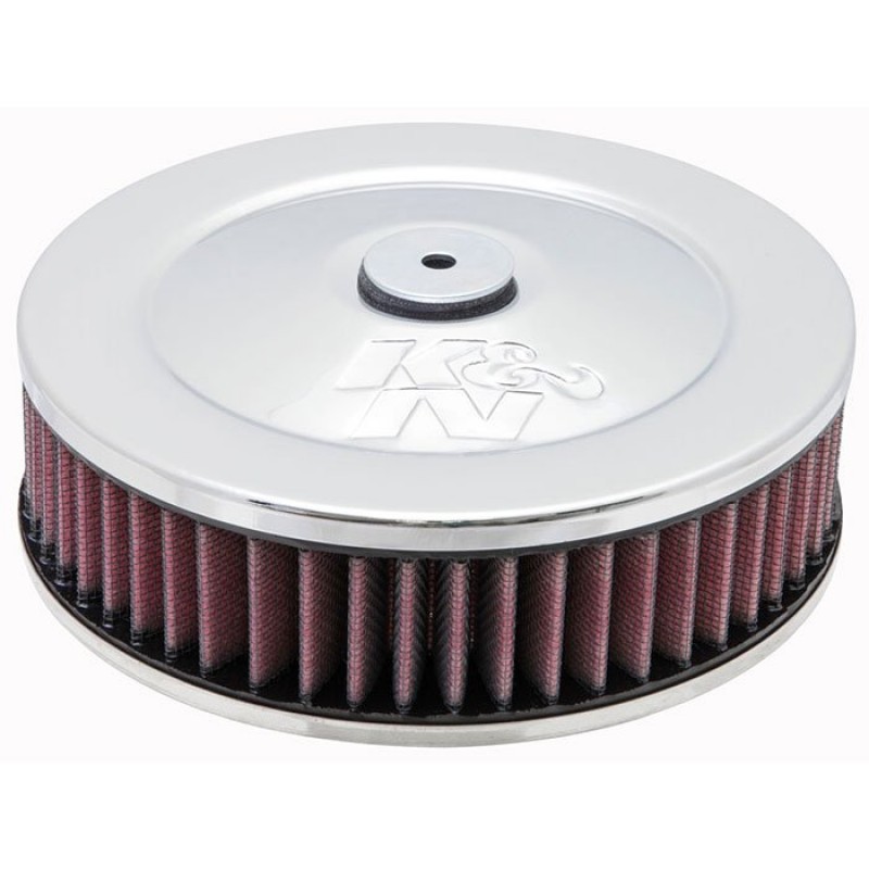 K&N Air Cleaner Assembly, 7" Round with 2-5/8" Neck Flange - Chrome