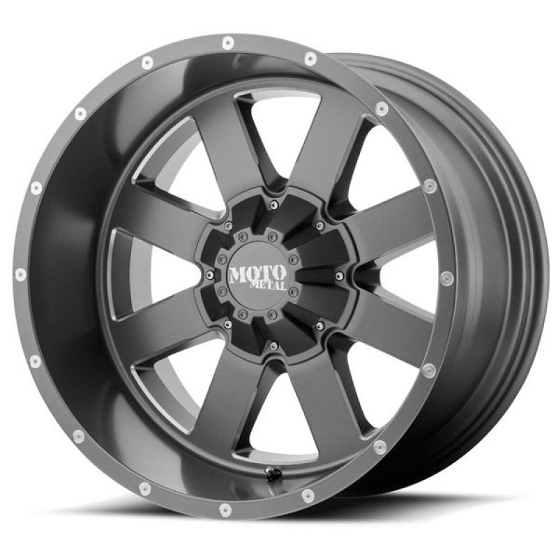 Moto Metal MO962 Wheel 18X10, Bolt Pattern 5X5.0/5.5, Backspacing 4.56" - Offset (-24mm) - Satin Gray / Milled Accents