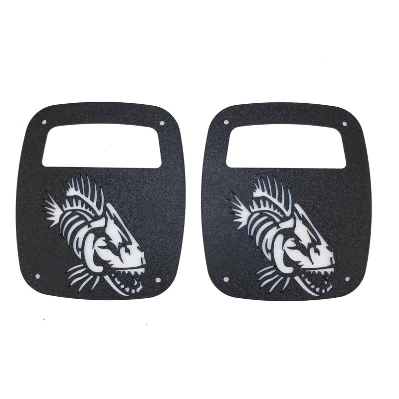 Fishbone Tail Light Covers, Aluminum, Textured Black Powder Coat - Pair