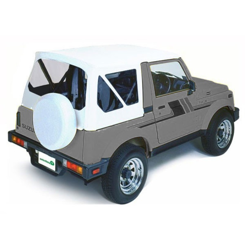 Pavement Ends Replacement Soft Top, 1-Piece Top with Clear Windows, (Fits Full Steel Doors) - White Denim