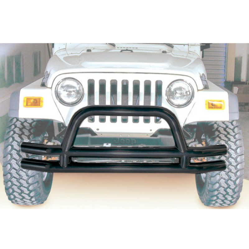 Rugged Ridge 3" Front Double Tube Bumper with Hoop - Black Powder Coated