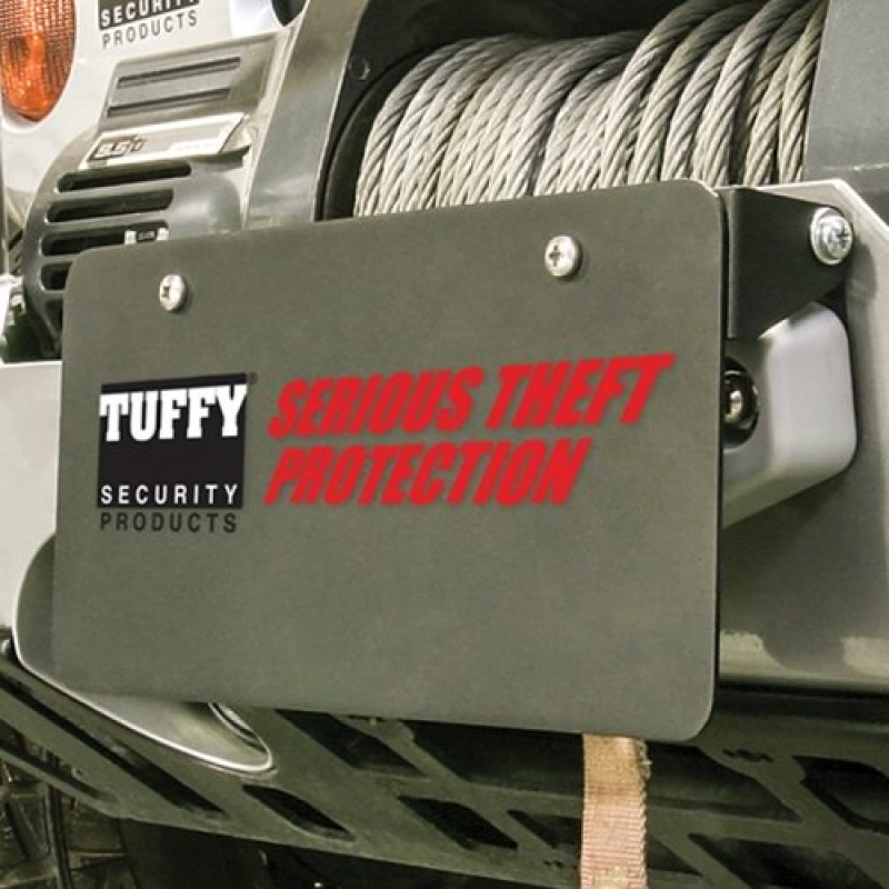 Tuffy Security Flip-Up Front License Plate Holder Kit for Hawse Fairlead, Steel - Black Powdercoat