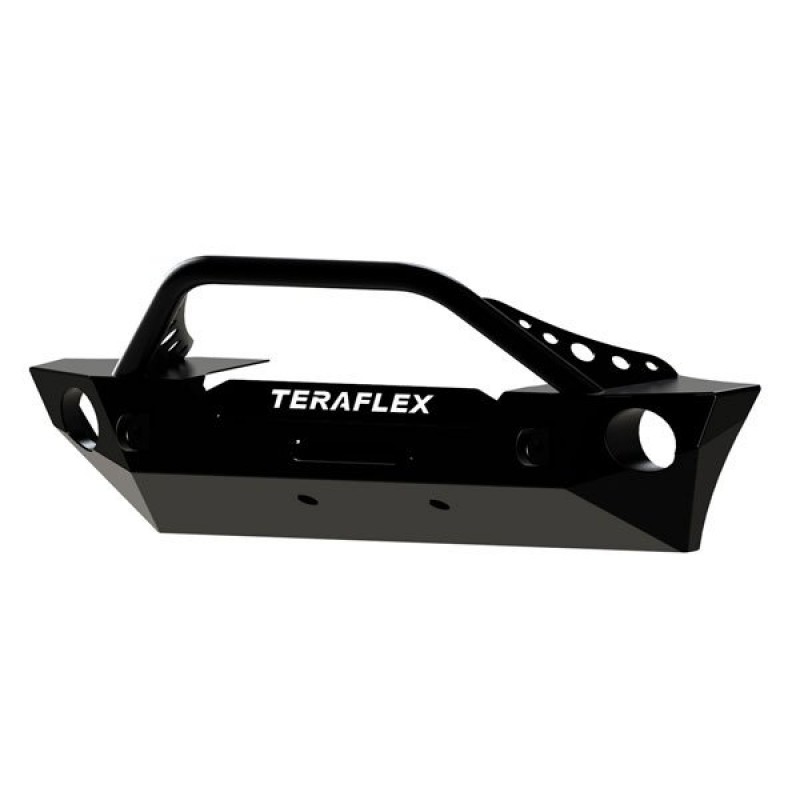 TeraFlex Front Epic Bumper with Hoop, Offset Drum Winch, Steel - Textured Black Powder Coat