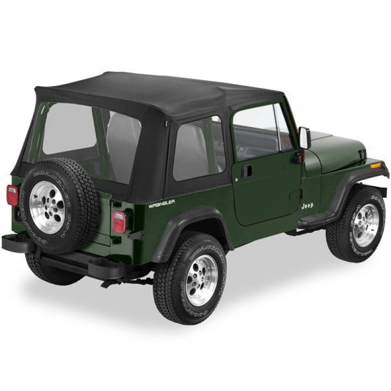 Bestop Supertop Replacement Soft Top Skins with Clear Side & Rear Windows, No Doors - Black Denim