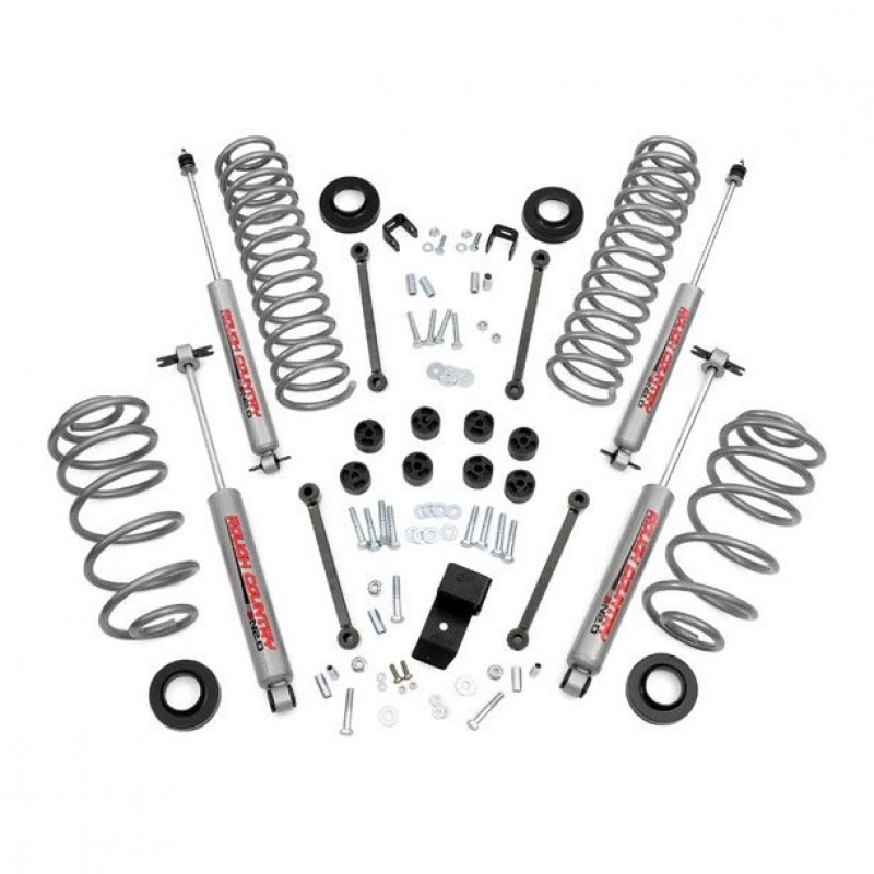 Rough Country 3.25" Suspension Lift Kit with Premium N2.0 Series Shocks for Jeep Wrangler TJ