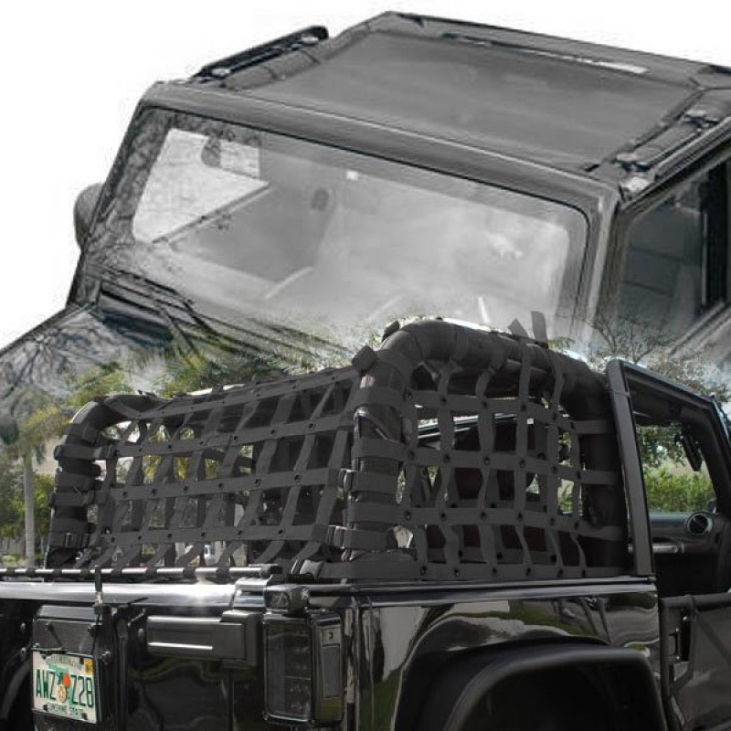 Dirtydog 4X4 Front Seat Sun Screen with 3-Piece Rear Netting Kit - Black