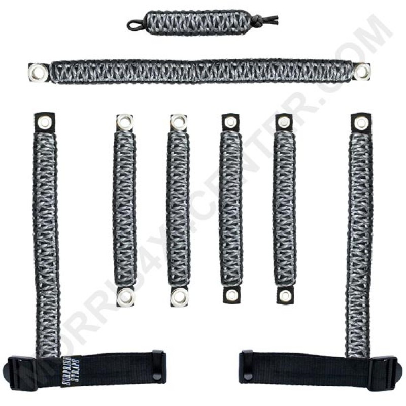 Surprise Straps Set of 7 Straps Plus Matching Key Fob - Urban Camo Paracord and Solid Black Paracord
