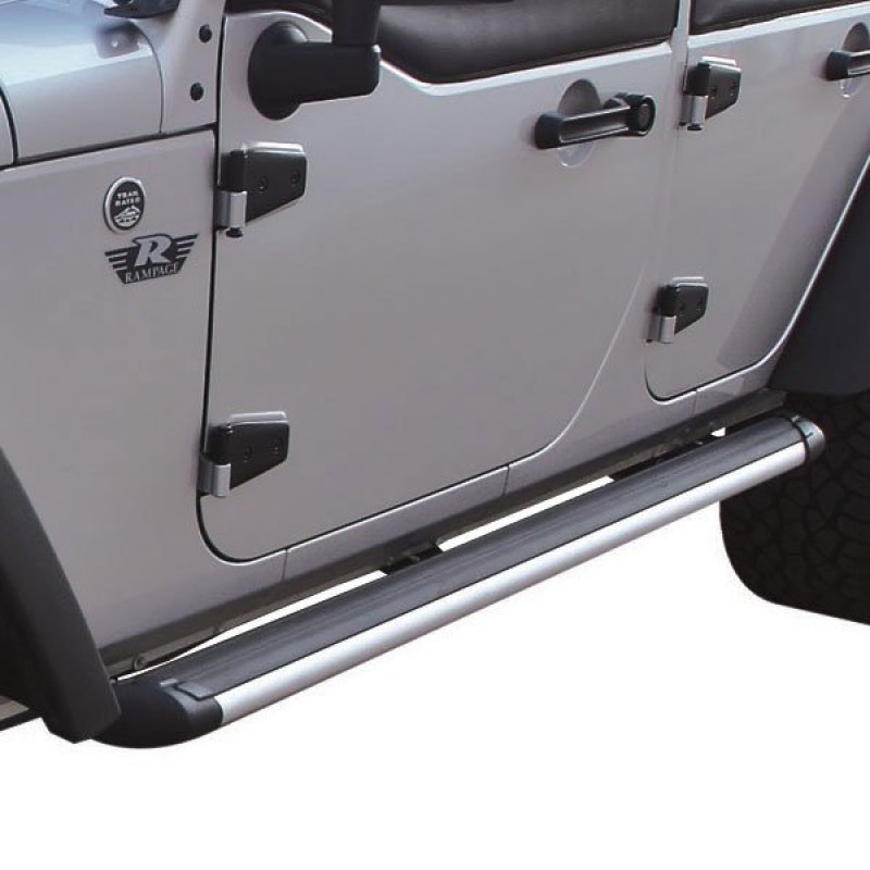 Rampage Patriot Aluminum Running Board 80-inch Anodized Silver Kit Includes Installation Brackets