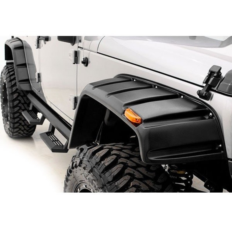 Rampage RX Rivet Style Fender Flare Kit with Stainless Steel Bolts, 4 Piece - Textured Black