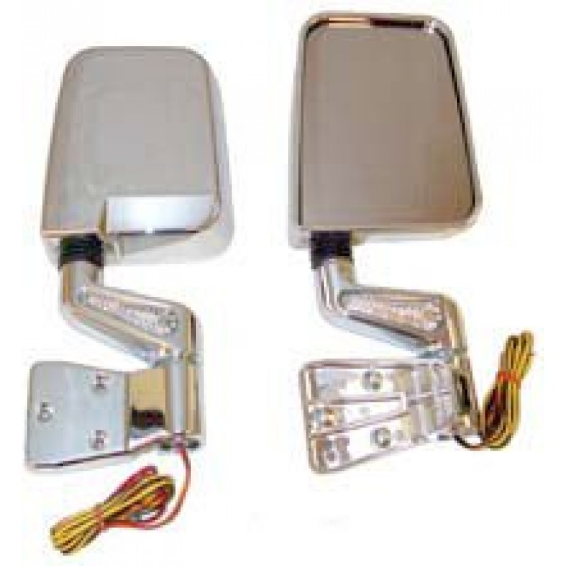 Mirror Kit With LED Turn Signal Indicators, Chrome, Pair
