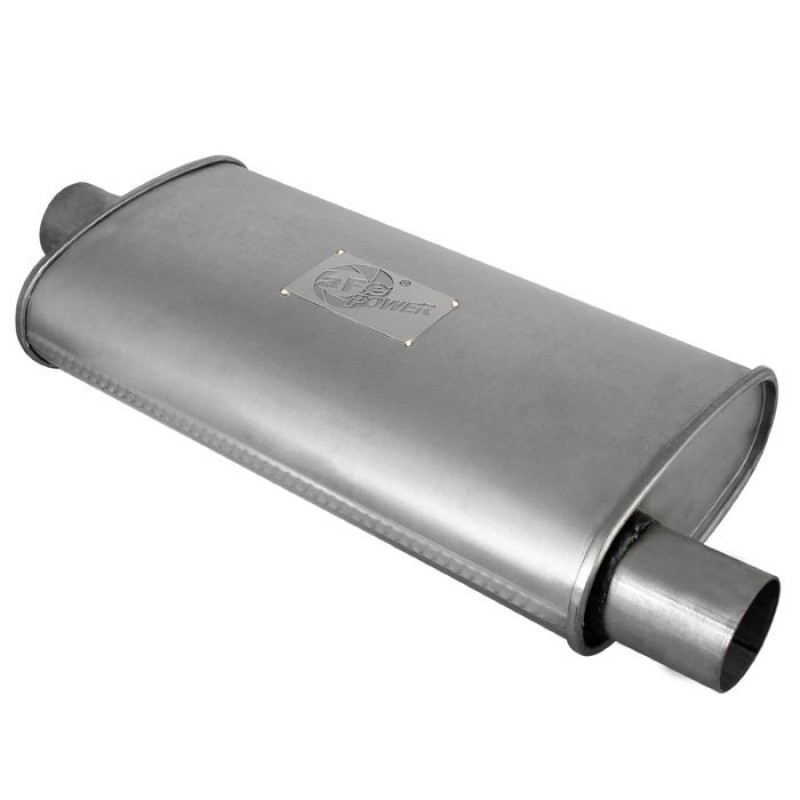 aFe Power Scorpion Replacement Muffler, Chambered Center-Offset - Double Layer Aluminized Steel
