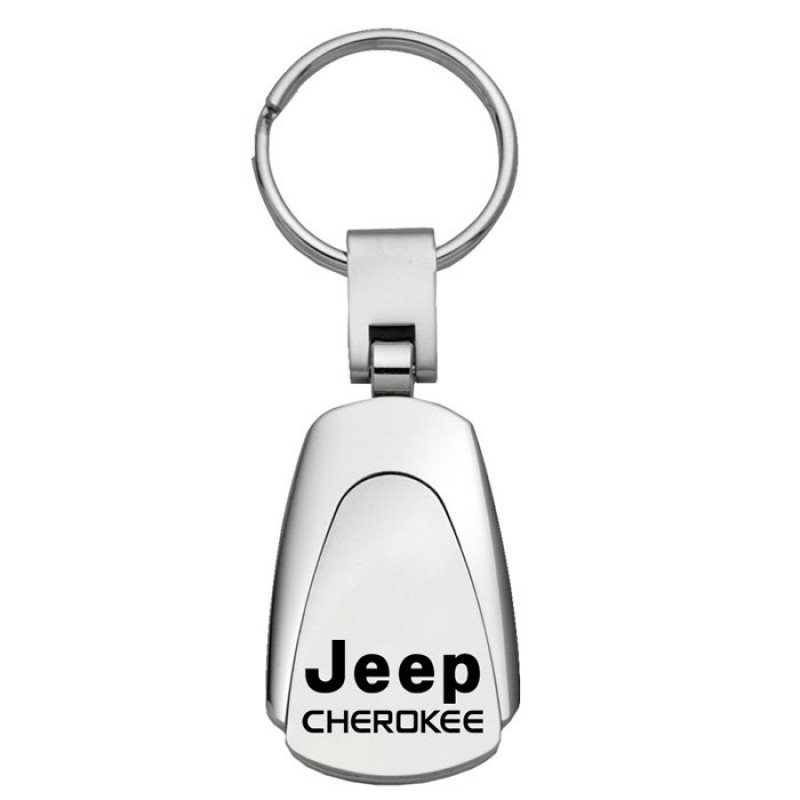 Au-TOMOTIVE GOLD Teardrop Keychain with Jeep Cherokee Logo - Chrome