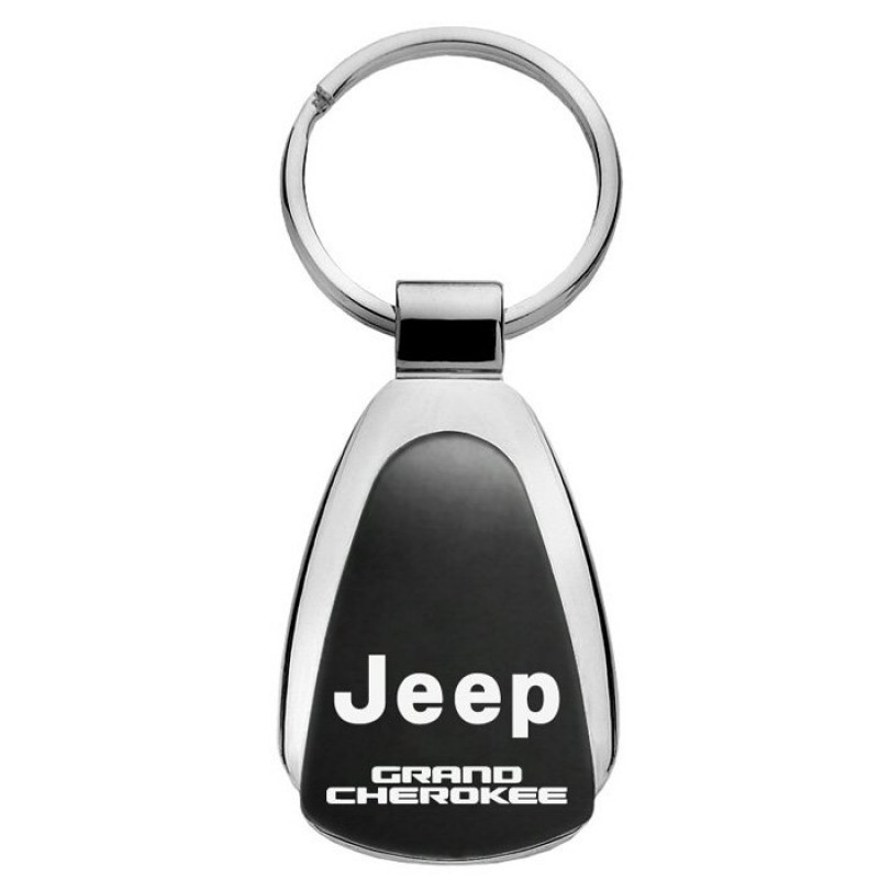 Au-TOMOTIVE GOLD Teardrop Keychain with Jeep Grand Cherokee Logo - Black