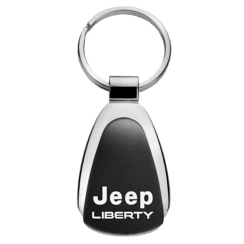 Au-TOMOTIVE GOLD Teardrop Keychain with Jeep Liberty Logo - Black