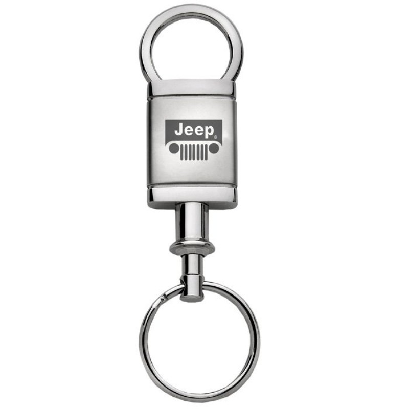 Au-TOMOTIVE GOLD Satin Chrome Valet Keychain with Jeep Grille Logo