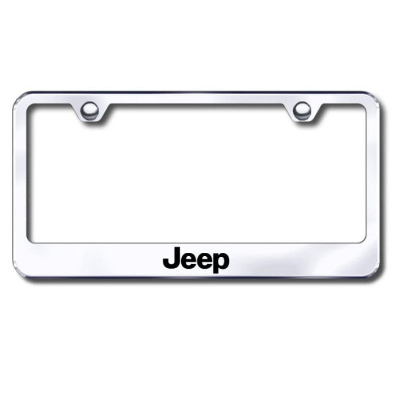 Au-TOMOTIVE GOLD Premier Collection License Plate Frame with Etched Jeep Logo - Chrome