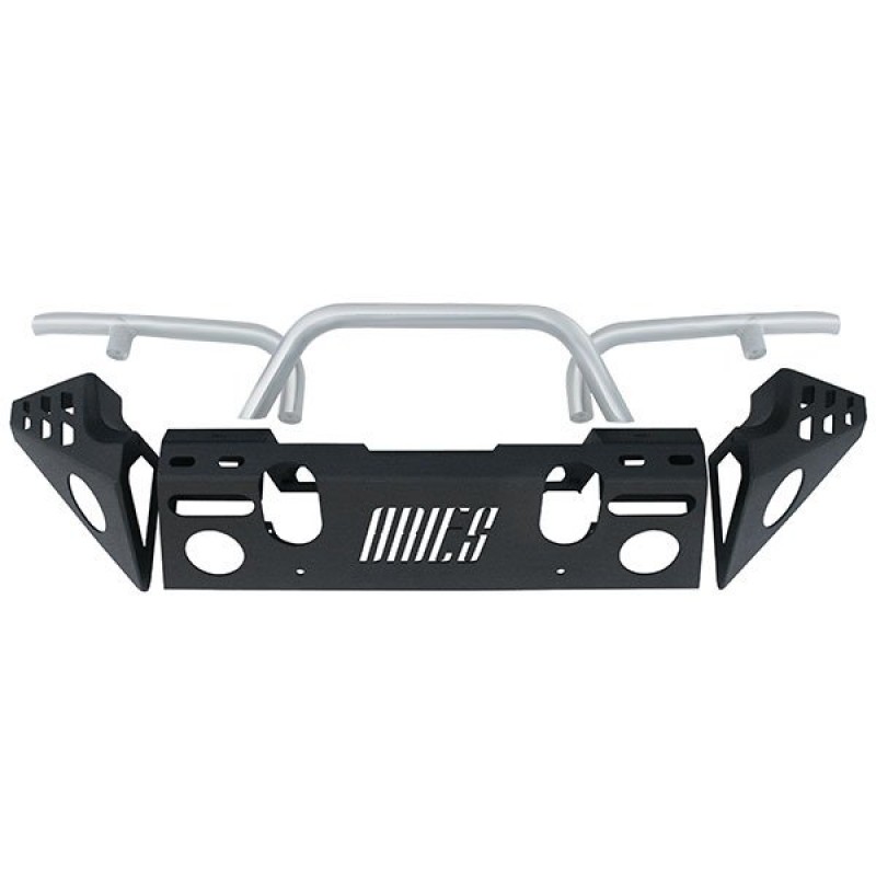 Aries Automotive Front Modular Replacement Bumper with Stainless Steel Brush and Textured Black Stubbie/Corners