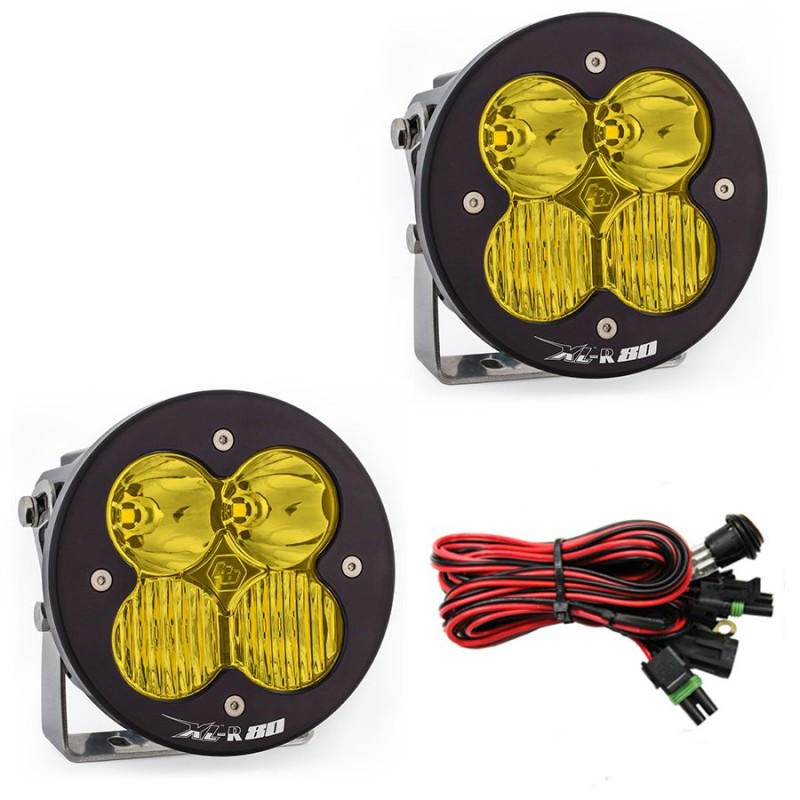 Baja Designs XL-R 80 Driving/Combo Beam LED Lights, Black with Amber Lens - Pair