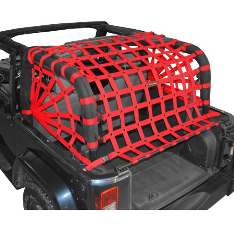 Dirtydog 4X4 Rear Spider Netting Kit, 3 Piece - Red
