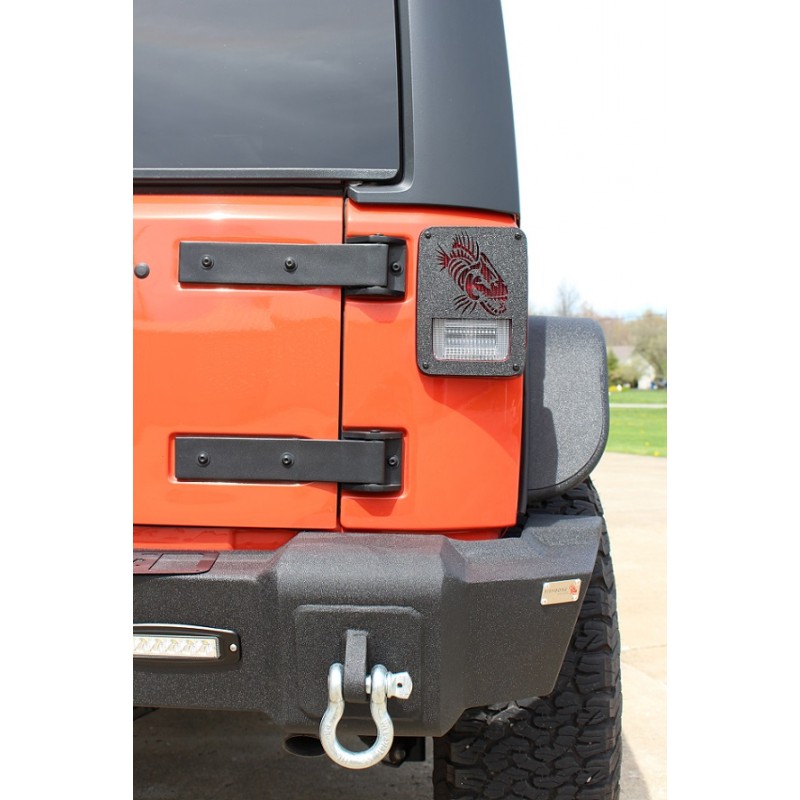 Fishbone Tail Light Covers, Aluminum, Textured Black Powder Coat - Pair