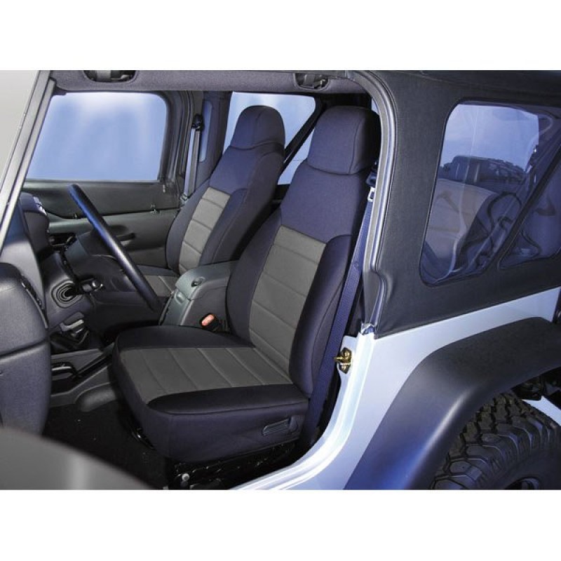 Rugged Ridge Neoprene Front Seat Covers, Black / Gray - Pair