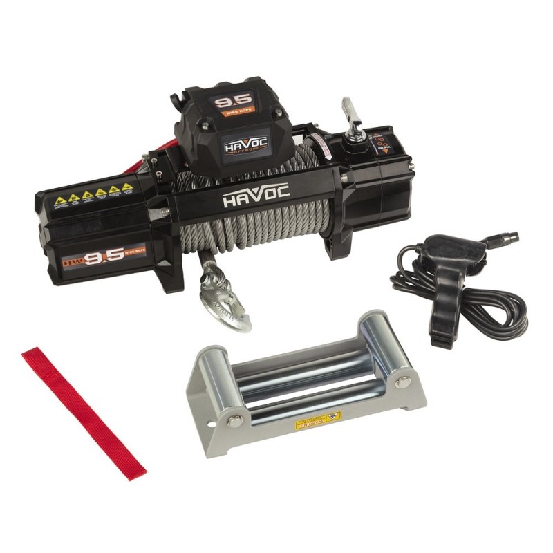 Havoc Offroad Winch with Roller Fairlead and Steel Rope - 9500lbs