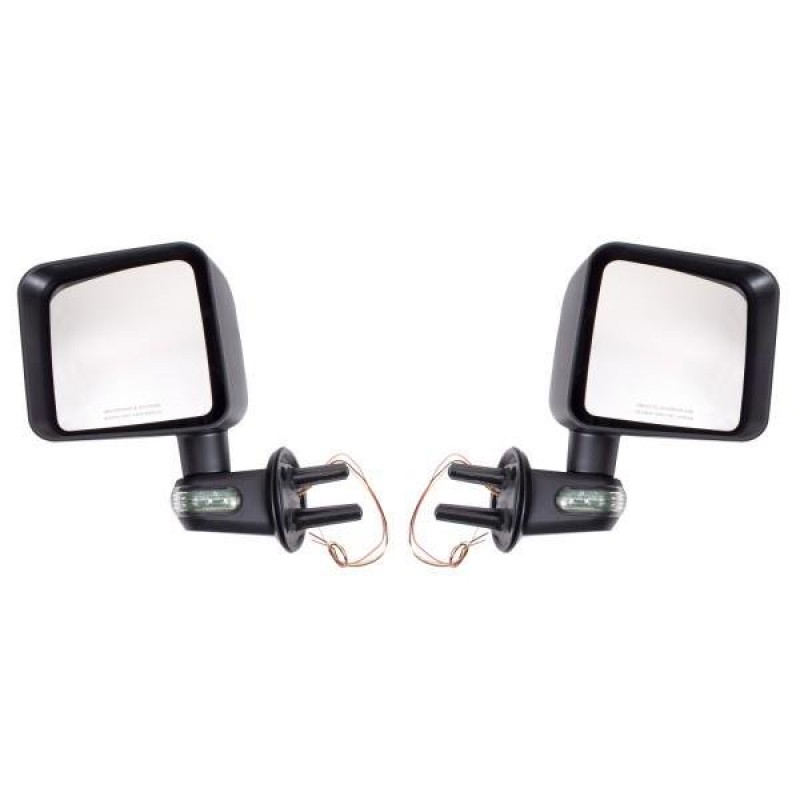 Rugged Ridge Side Mirror Kit With LED Turn Signal Indicators, Black - Pair