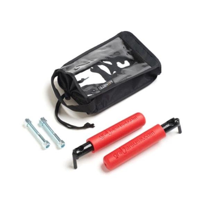 Welcome Distributing GraBar BootBars (Foot Pegs), Black Steel with Red Dual Layer Rubber Grips - Pair