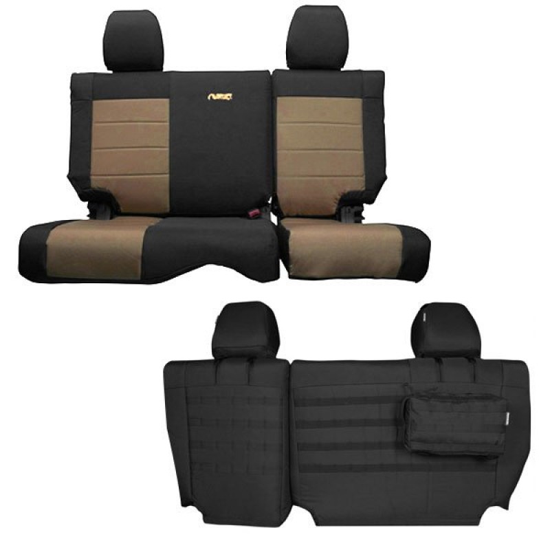 Bartact Supreme Rear Split Bench Seat Cover Black And Coyote