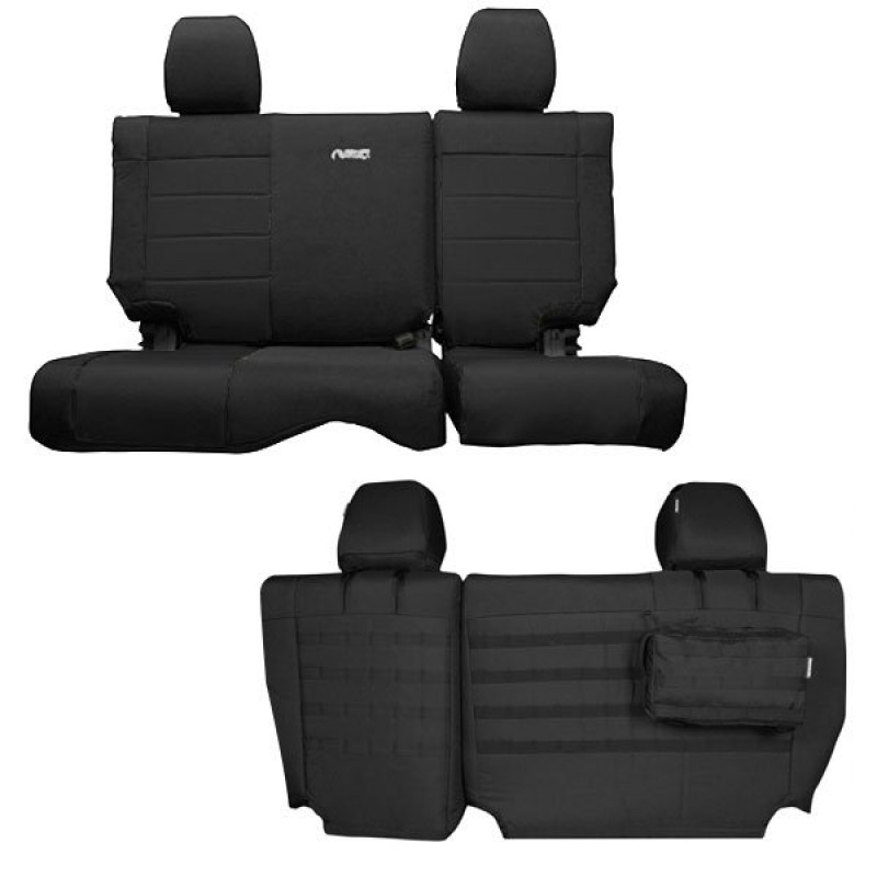 Bartact Supreme Rear Split Bench Seat Cover - Black and Black
