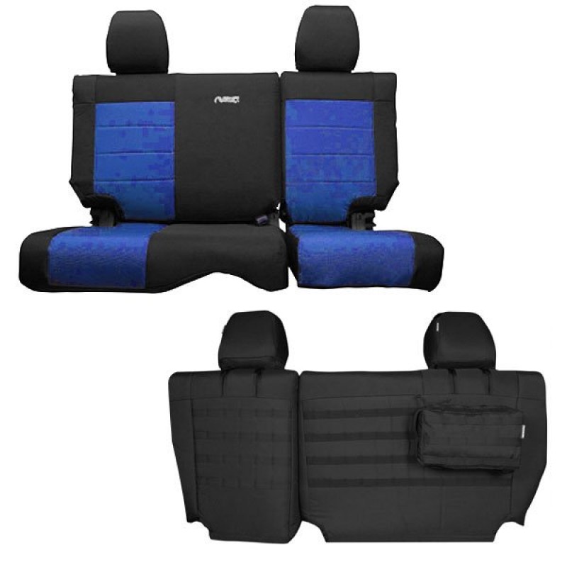 Bartact Supreme Rear Split Bench Seat Cover - Black and Blue